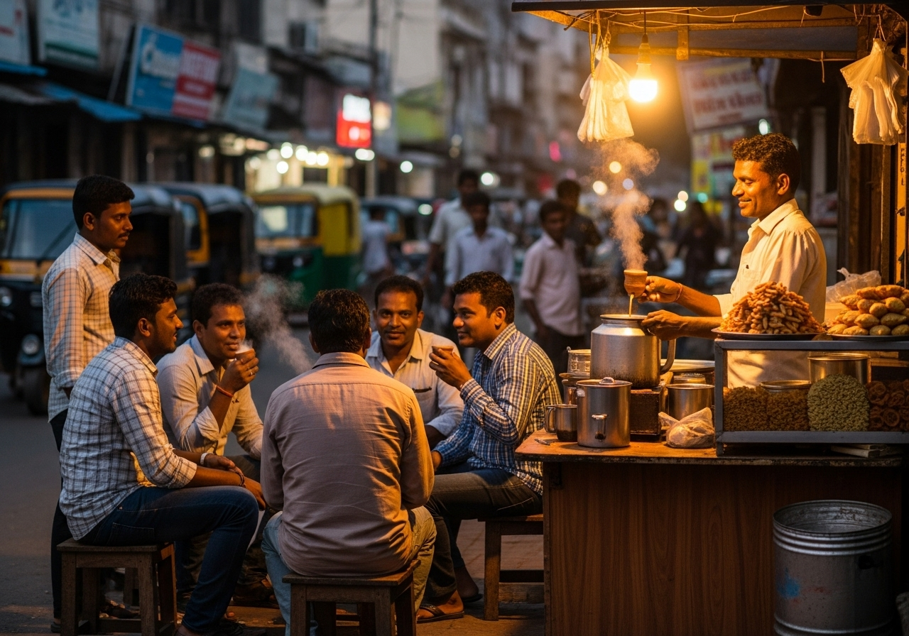 Traditional chai being served on a street