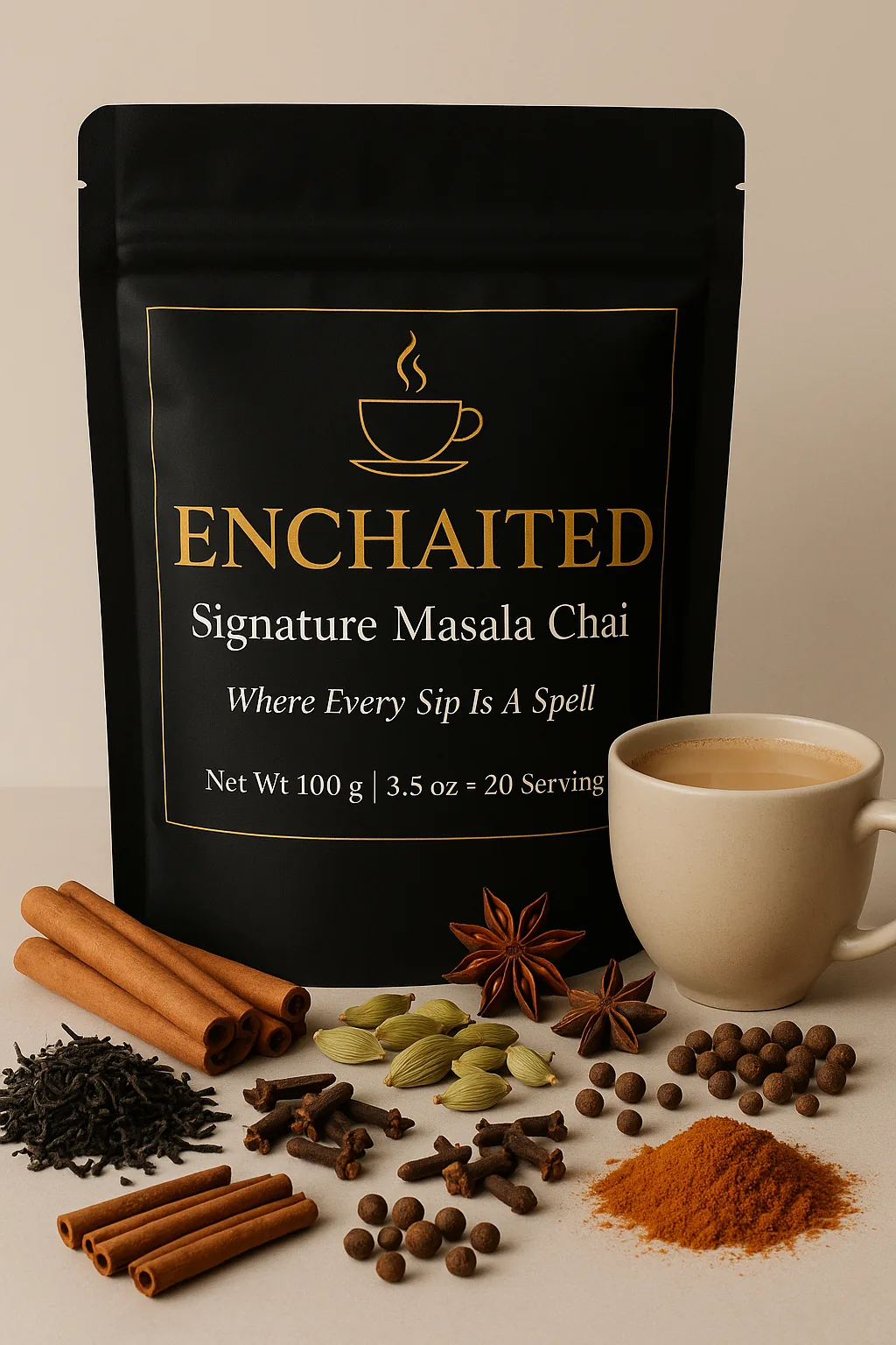 Enchaited Founders Blend masala chai with seven spices