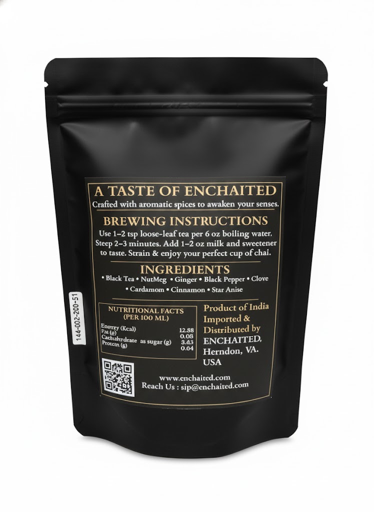 Back of the Founders Blend pouch with brewing details