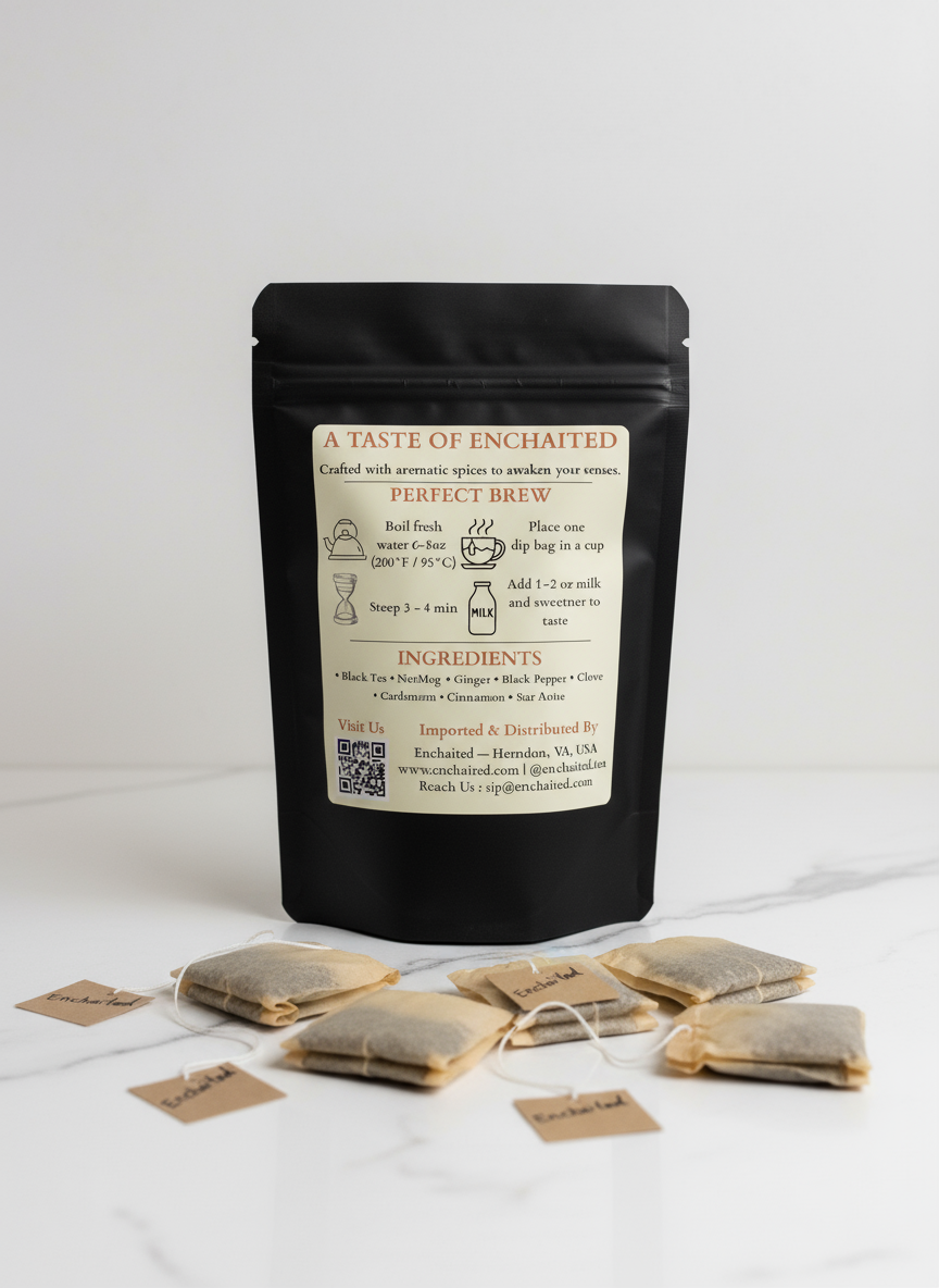Back of pouch with brewing instructions